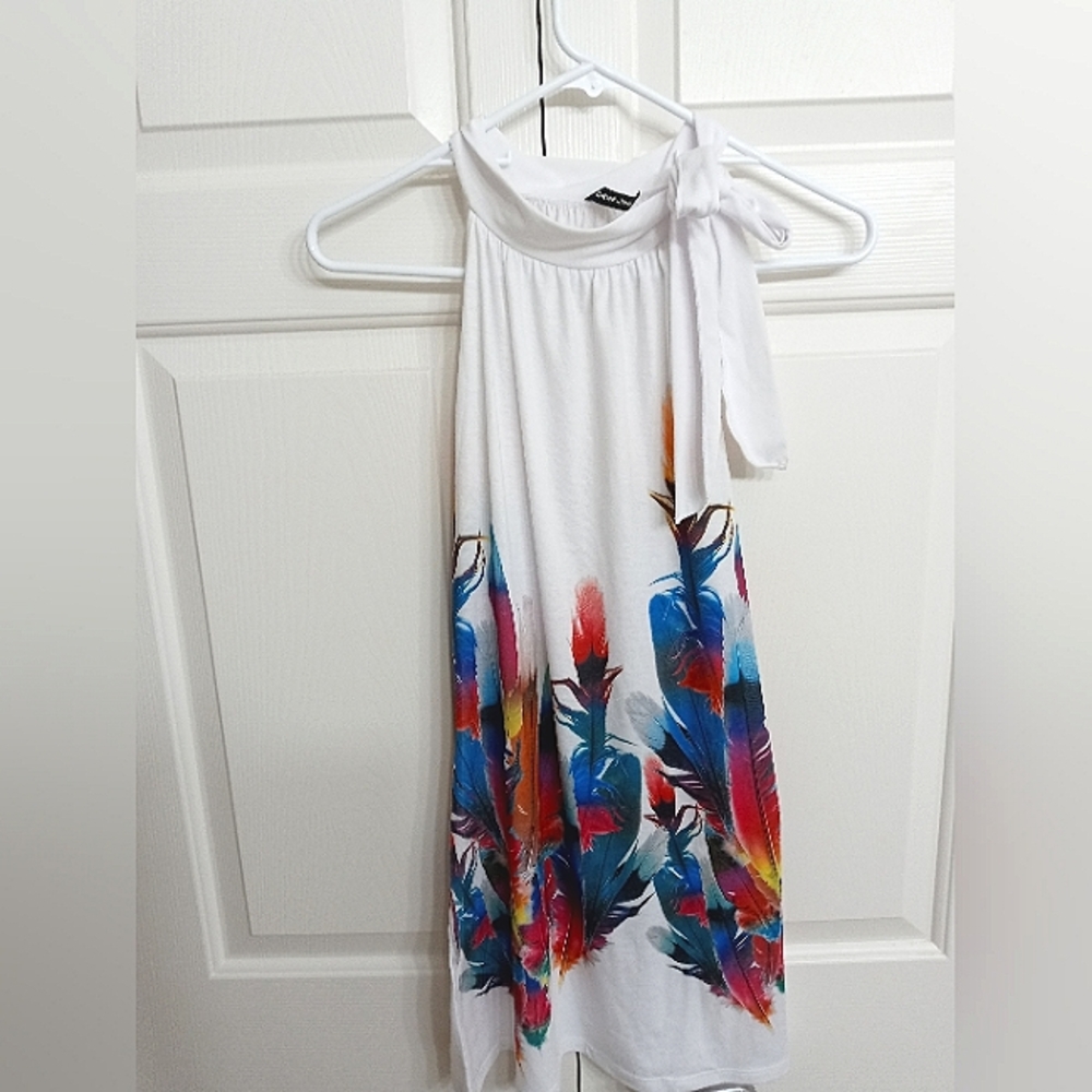 Feather Tie Neck tank top
